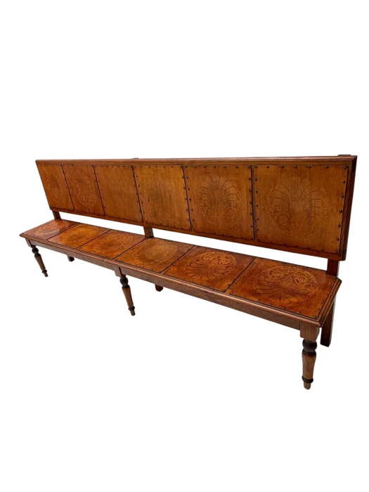 Art Nouveau Extra Large Hall Bench, Elm and Beech, Dutch Design, 1900s